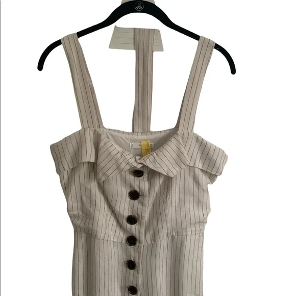 Mango Jumpsuit Cream with Pin Stripes 🎉HP🎉 - Picture 4 of 7